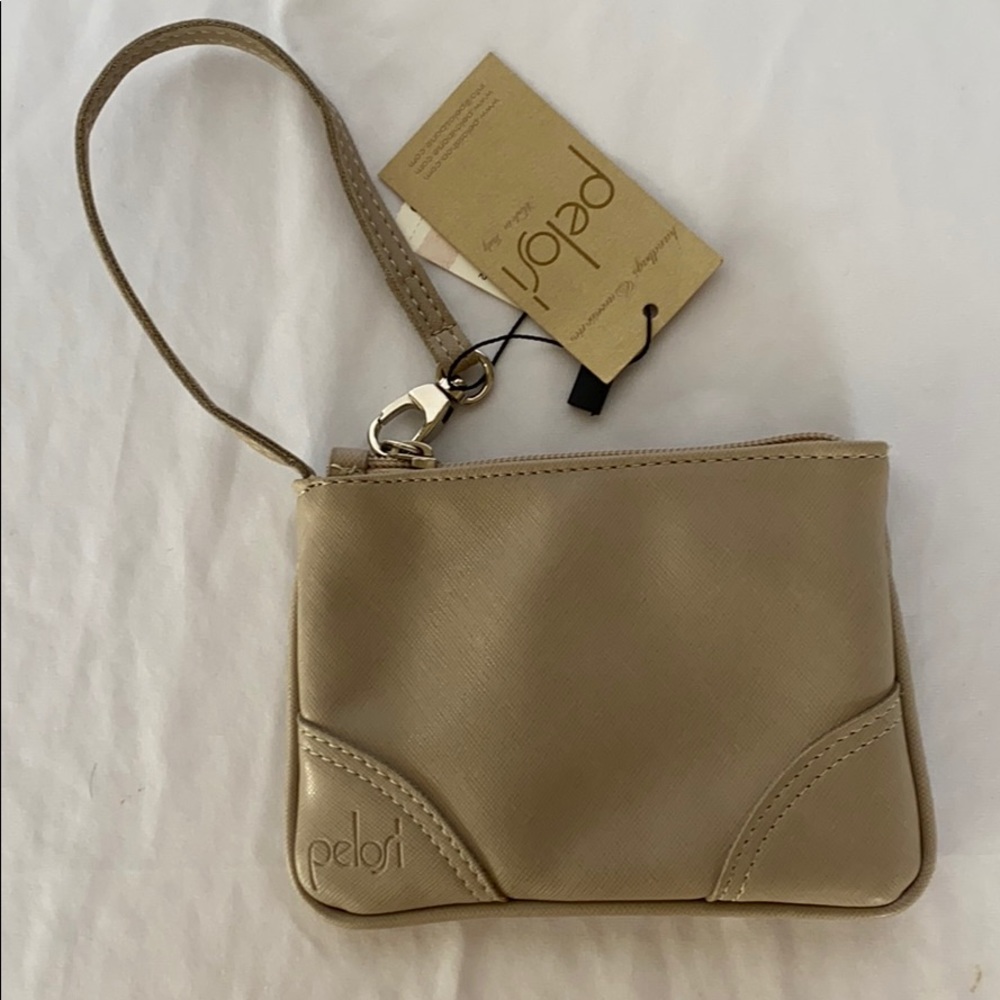 New Italian Pelosi Beige Mini Wristlet Purse NWT